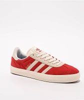 adidas Gazelle ADV Better Scarlet, Chalk White, & Gold Metallic Skate Shoes