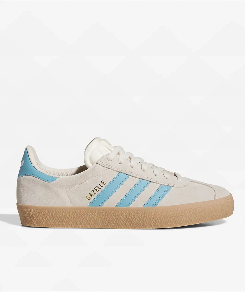 adidas Gazelle ADV Cream White, Blue & Gum Skate Shoes