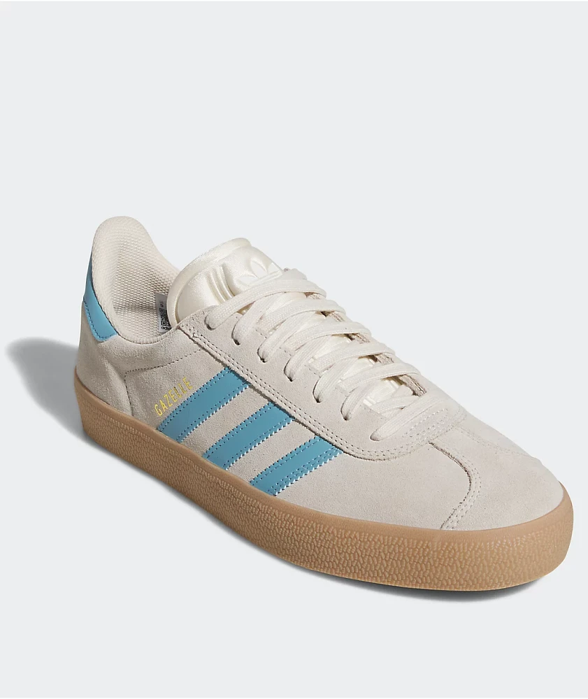 adidas Gazelle ADV Cream White, Blue & Gum Skate Shoes