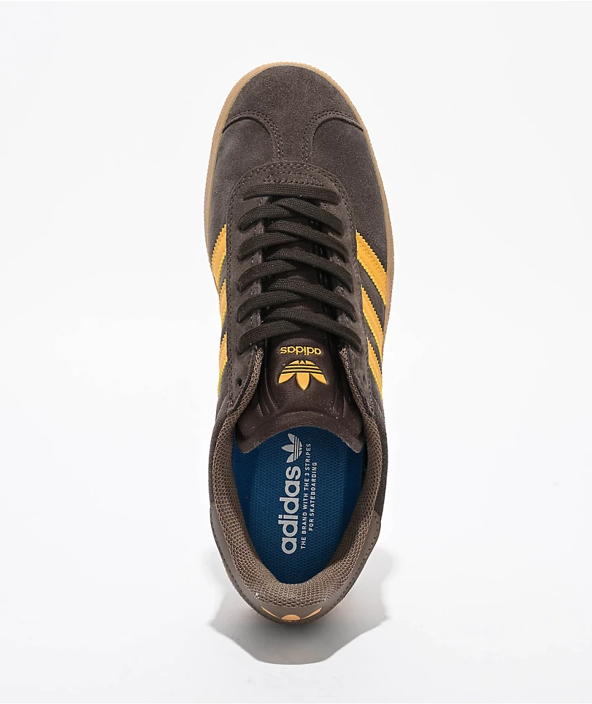 adidas Gazelle ADV Dark Brown, Preloved Yellow & Gum Skate Shoes