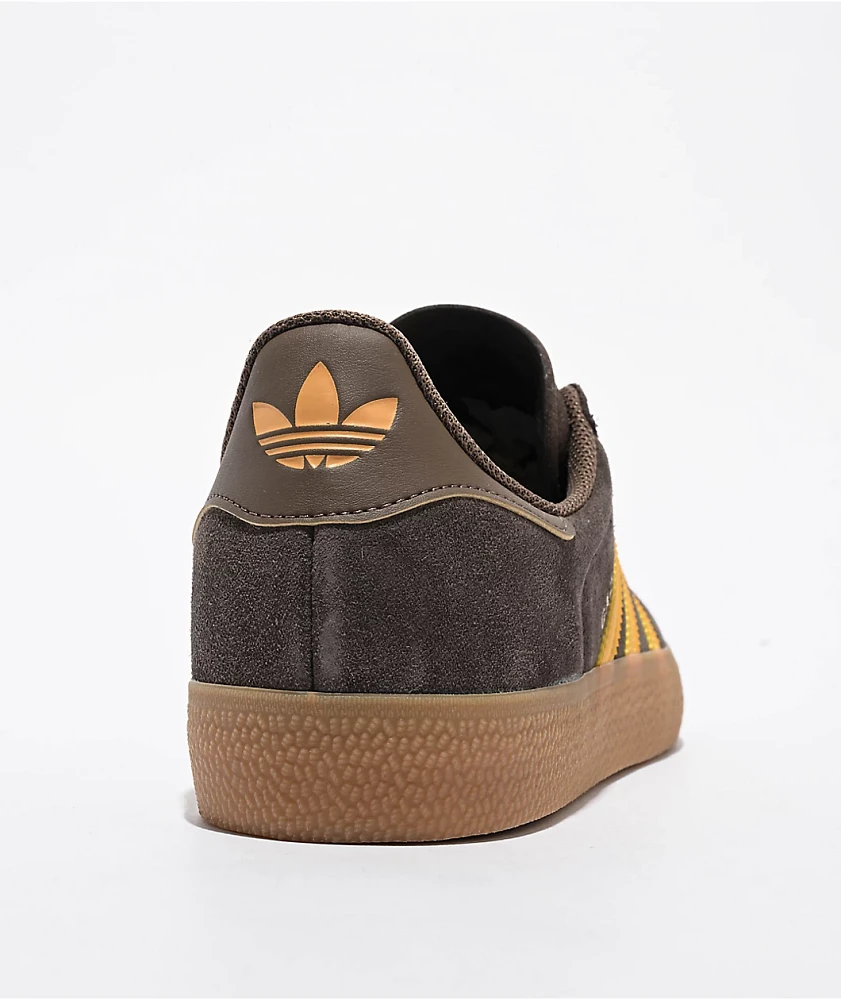 adidas Gazelle ADV Dark Brown, Preloved Yellow & Gum Skate Shoes