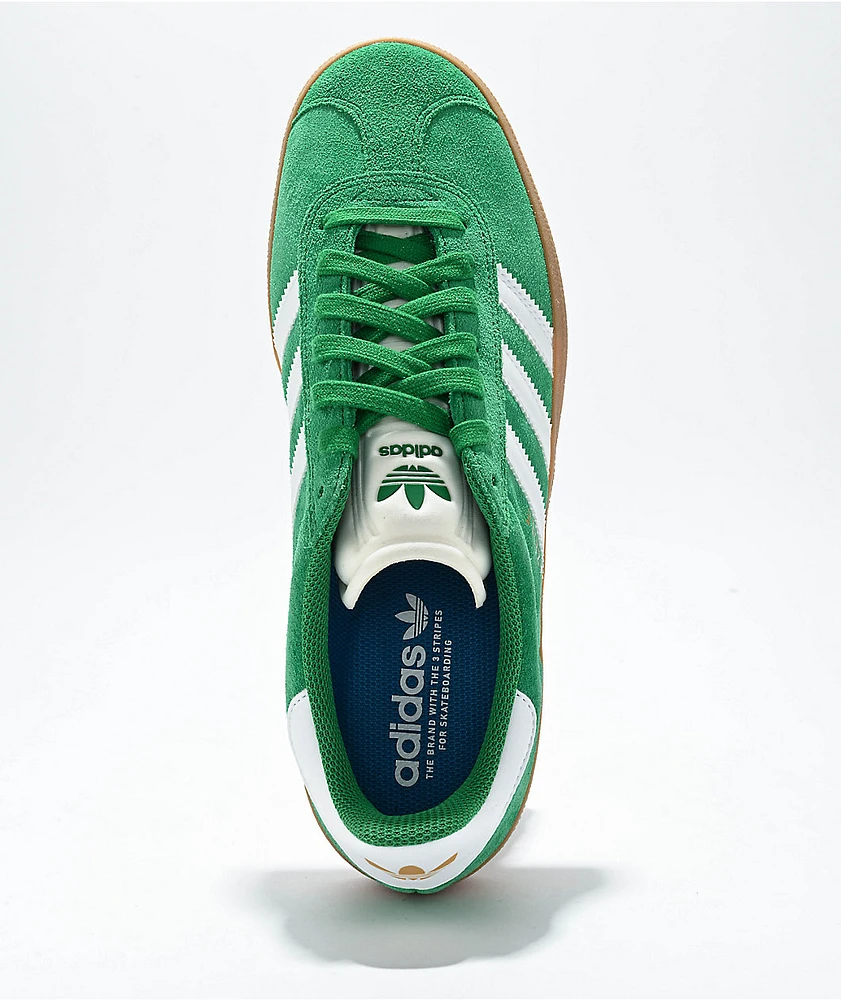 adidas Gazelle ADV Green, White & Gum Skate Shoes