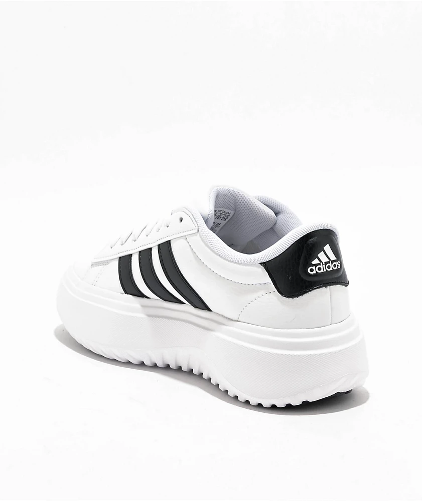 adidas Grand Court White & Black Platform Shoes