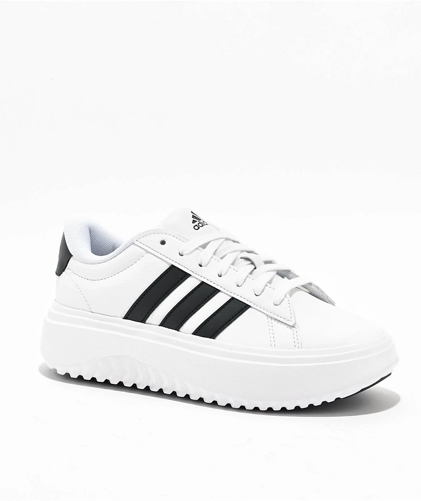 adidas Grand Court White & Black Platform Shoes