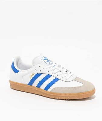 adidas Kids Samba OG White, Blue, & Gum Skate Shoes