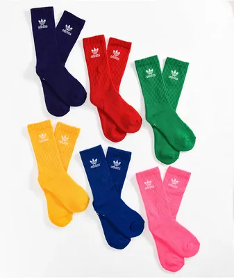 adidas Kids Trefoil Multicolor 6 Pack Crew Socks