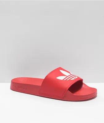 adidas Mens Adilette Lite Red Slide Sandals