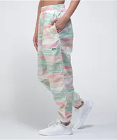 adidas Multi Color Pink, Green & Cream Marble Dye Track Pants 