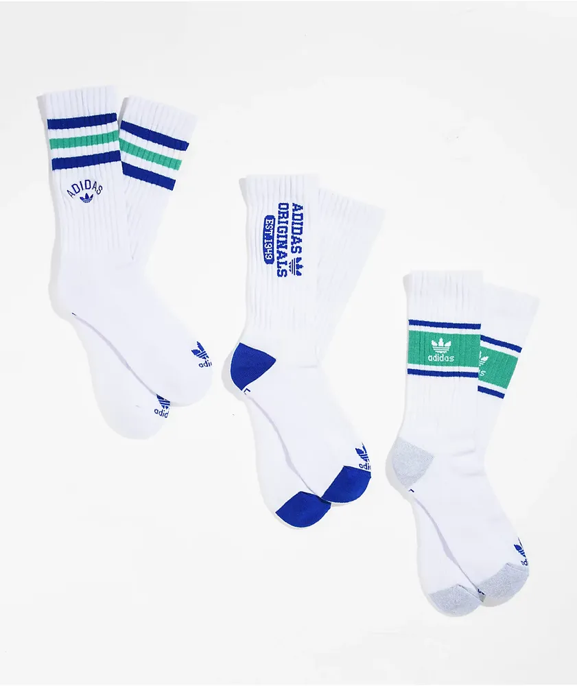 adidas New Prep 3 Pack White Crew Socks