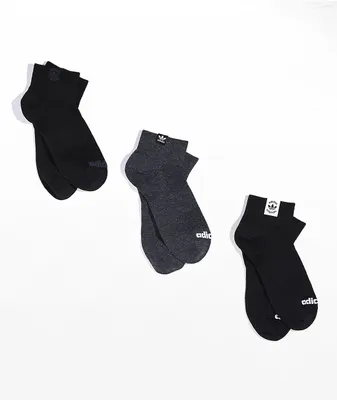 adidas Originals Black, White & Grey 3 Pack Ankle Socks