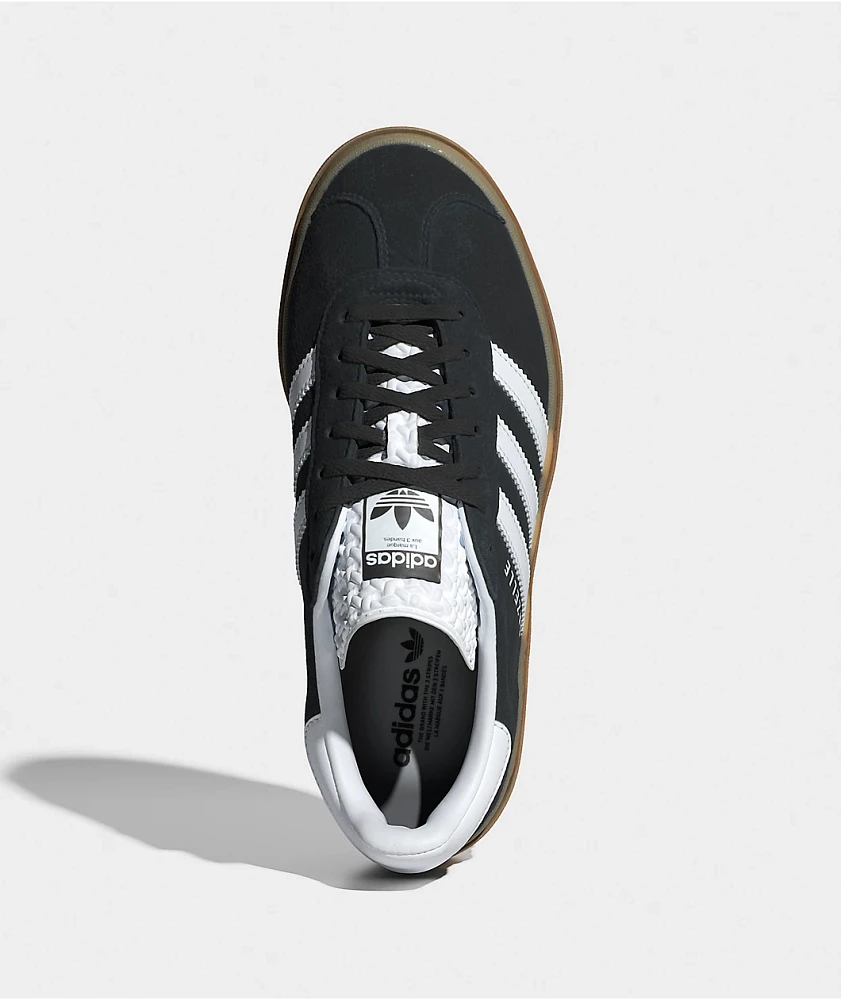 adidas Originals Gazelle Bold Core Black, Cloud White, & Gum Platform Shoes