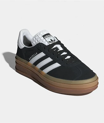 adidas Originals Gazelle Bold Core Black, Cloud White, & Gum Platform Shoes