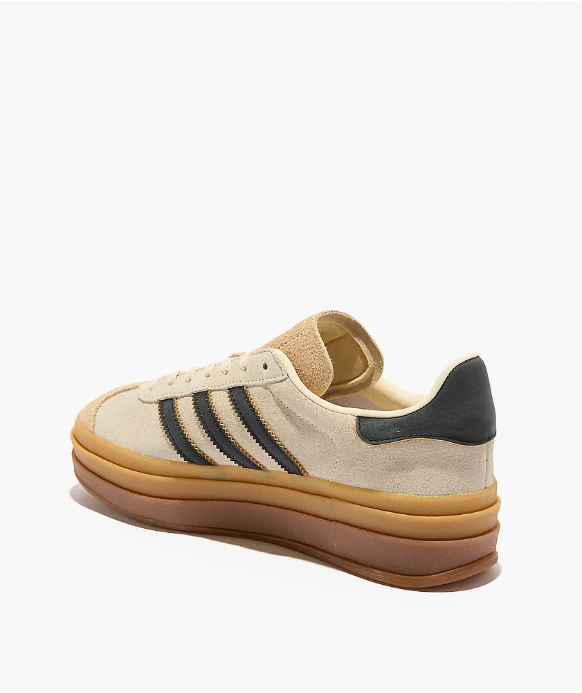 adidas Originals Gazelle Bold Cream White, Black & Sand Platform Shoes