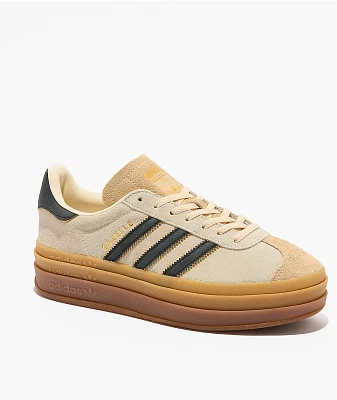 adidas Originals Gazelle Bold Cream White, Black & Sand Platform Shoes