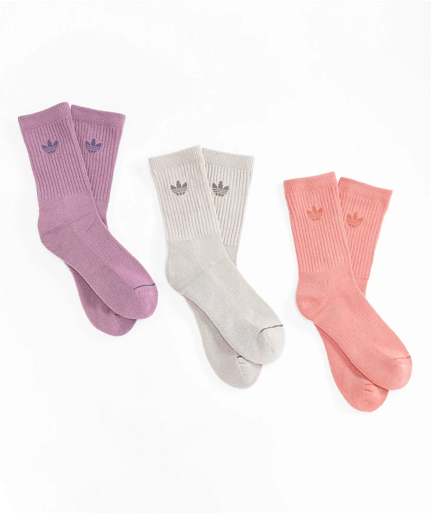 adidas Originals Icon 2.0 Beige, Orchid & Clay 3 Pack Crew Socks