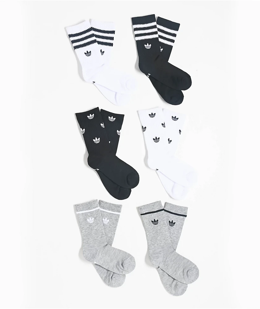 adidas Originals Kids Remix White, Black & Grey 6 Pack Crew Socks