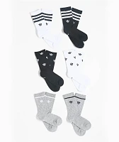 adidas Originals Kids Remix White, Black & Grey 6 Pack Crew Socks