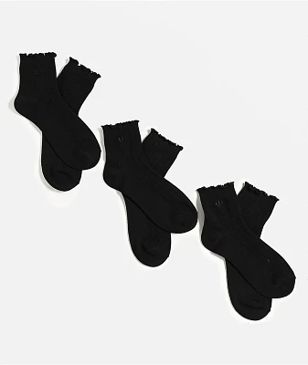 adidas Originals Ruffle 3-Pack Black Ankle Socks