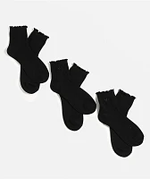 adidas Originals Ruffle 3-Pack Black Ankle Socks