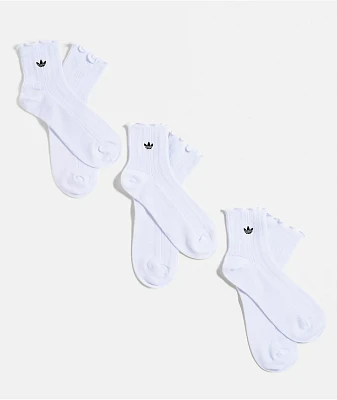 adidas Originals Ruffle 3-Pack White Ankle Socks