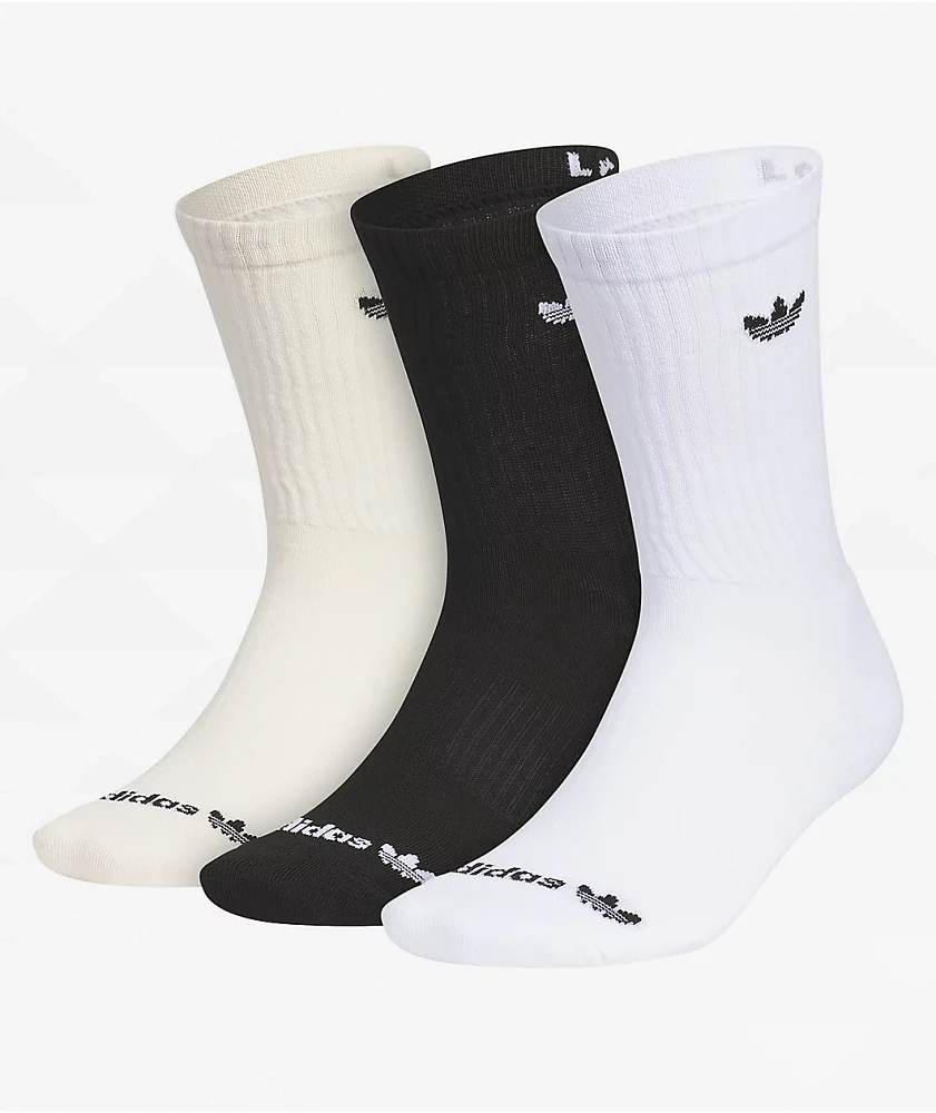 adidas Originals Trefoil Black, White & Cream 3 Pack Crew Socks