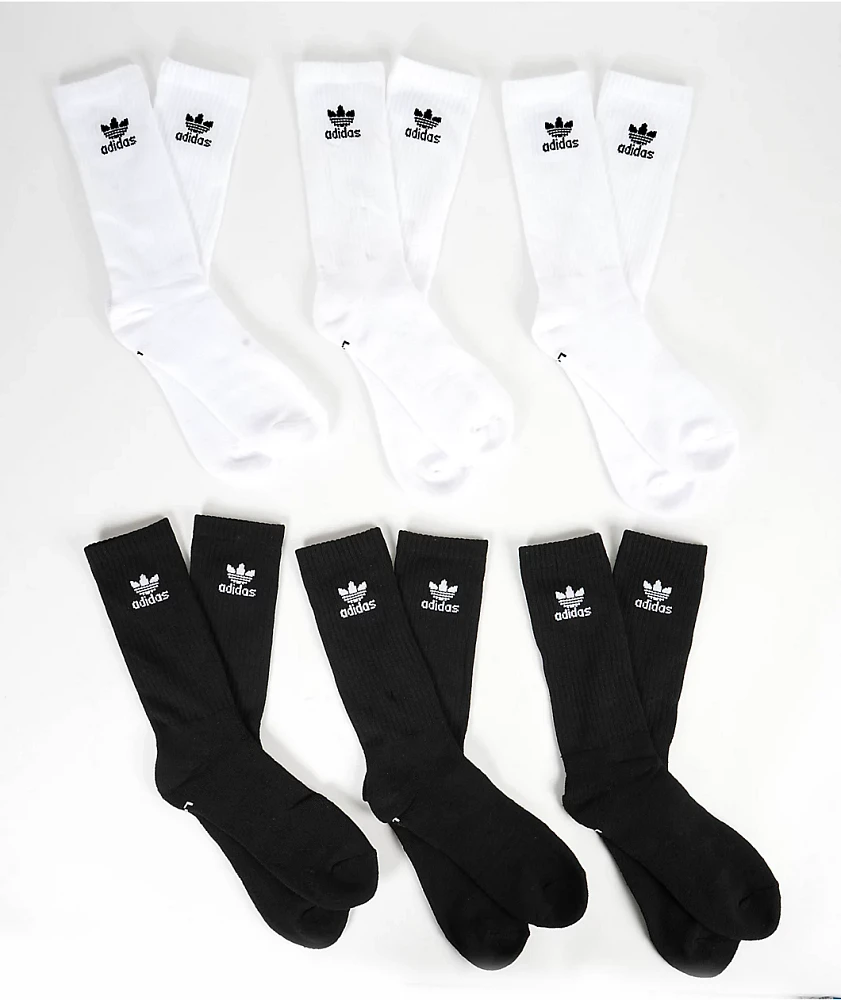adidas Originals Trefoil Black & White 6 Pack No Show Socks