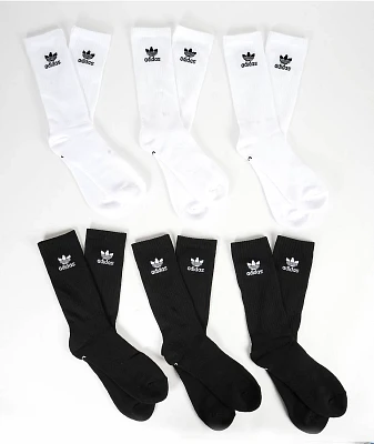 adidas Originals Trefoil Black & White 6 Pack No Show Socks