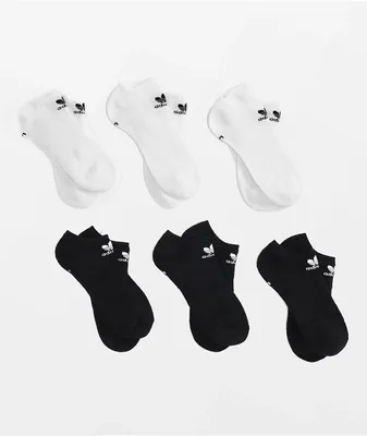 adidas Originals Trefoil Black & White 6 Pack No Show Socks