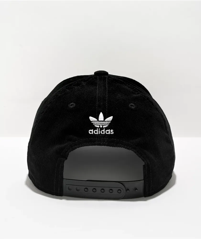 adidas Originals Trefoil Precurve Plus Black Corduroy Snapback Hat
