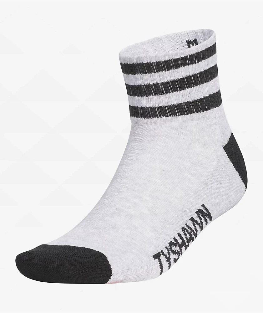 adidas Originals Tyshawn White, Light Grey Heather, & Black 3 Pack Ankle Socks