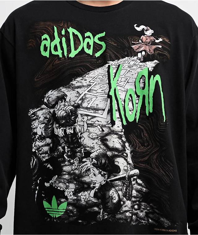 Adidas Originals x Korn Black Long Sleeve T-Shirt | Arden Fair