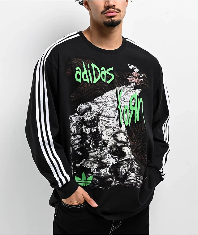 Adidas Originals x Korn Black Long Sleeve T-Shirt | Hamilton Place