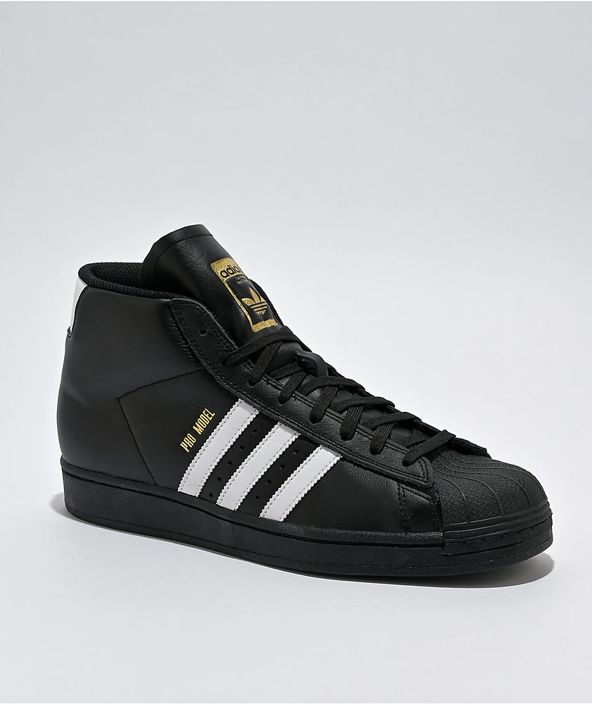 adidas Pro Model ADV Core Black & Crystal White High Top Skate Shoes