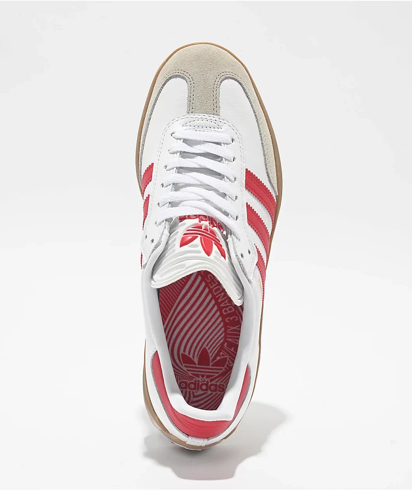 adidas Puig Samba Cloud White, Better Scarlet, & Gum Skate Shoes