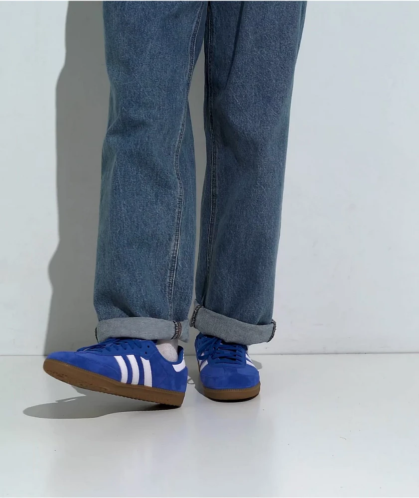 adidas Samba ADV Bluebird, White & Gum Skate Shoes