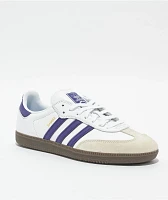 adidas Samba ADV Cloud White, Collegiate Purple & Gum Skate Shoes