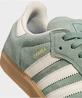 adidas Samba ADV Silver Green, Wonder White & Gum Skate Shoes