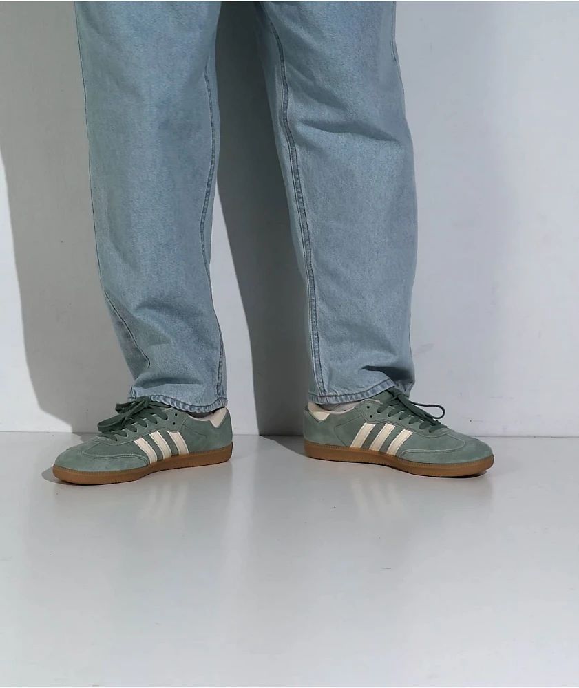adidas Samba ADV Silver Green, Wonder White & Gum Skate Shoes