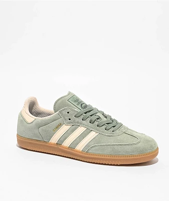 adidas Samba ADV Silver Green, Wonder White & Gum Skate Shoes