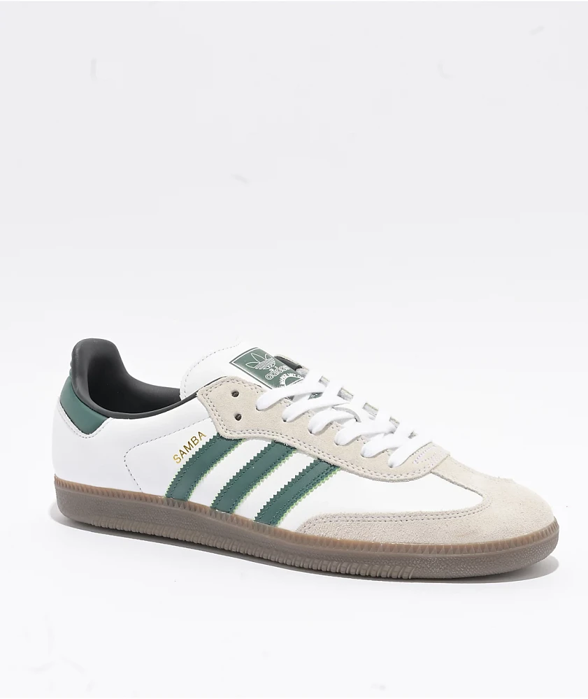 adidas Samba ADV White, Grey, & Green Skate Shoes