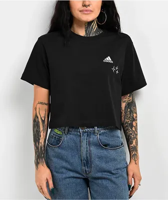 adidas Scribble Black Crop T-Shirt