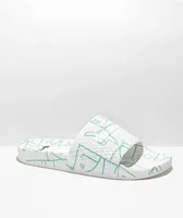 adidas Shmoofoil White & Mint Slide Sandals