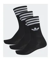 adidas Solid Black 3 Pack Crew Socks