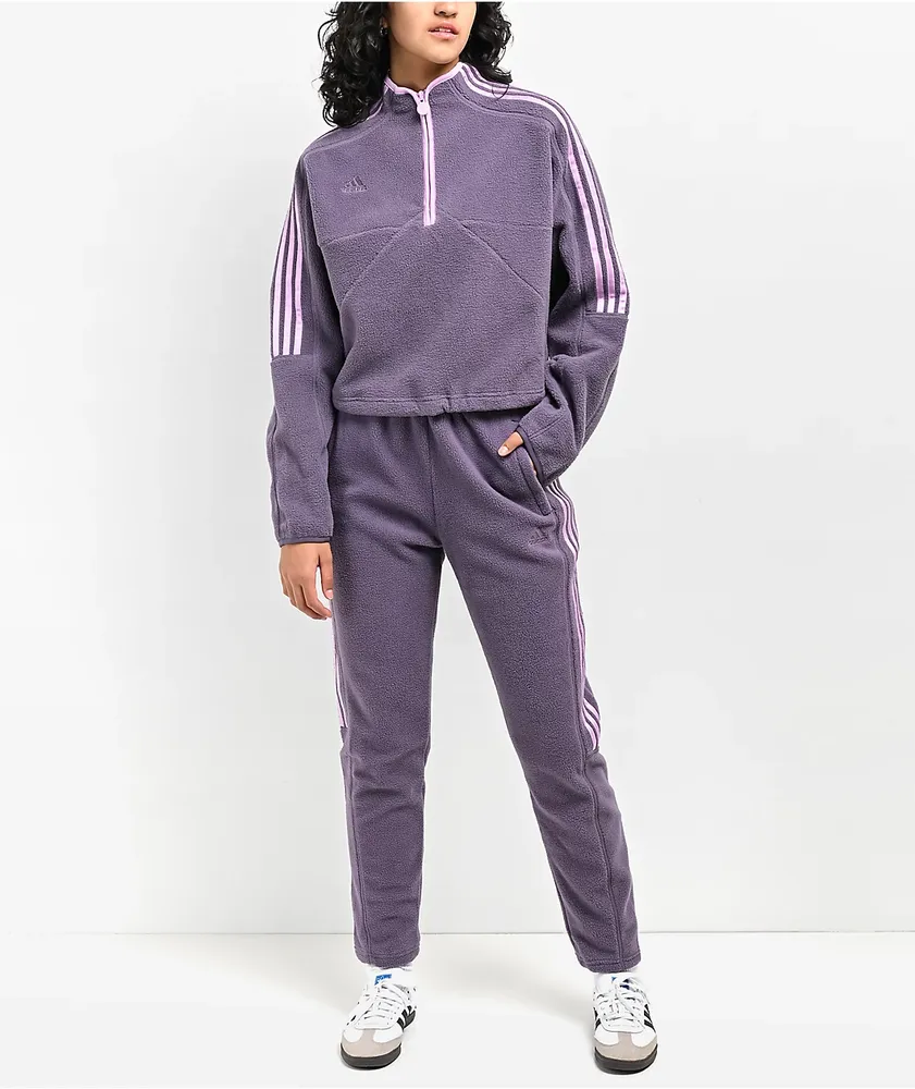adidas Tiro Purple Half Zip Crop Fleece Sweatshirt
