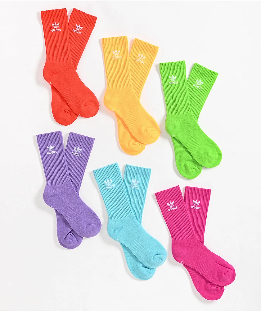 adidas Trefoil Light Rainbow 6-Pack Crew Socks