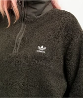 adidas Trefoil Teddy Fleece Olive Half Zip Jacket