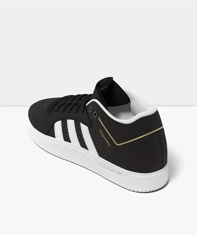 adidas Tyshawn Mid Black, White & Gold Shoes