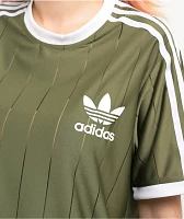 adidas adicolor 3-Stripes Pinstripe Olive T-Shirt