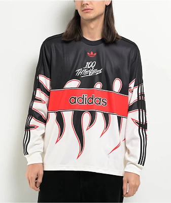 adidas x 100 Thieves Black, White & Red Long Sleeve T-Shirt