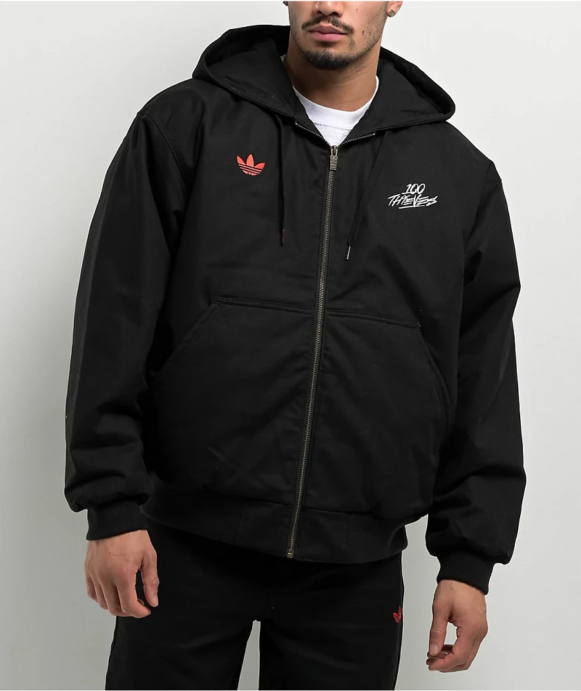 adidas x 100 Thieves Black Hooded Work Jacket